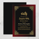 Verrassend 60e verjaardag zwarte rode gouden avond kaart (Voorkant / Achterkant)