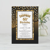 Verrassend 60th Birthday Black en Gold Kaart (Staand voorkant)