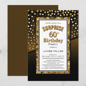 Verrassend 60th Birthday Black en Gold Kaart (Voorkant / Achterkant)