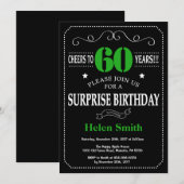 Verrassend 60th Birthday Black en Green Chalkboard Kaart (Voorkant / Achterkant)