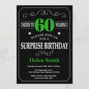 Verrassend 60th Birthday Black en Green Chalkboard Kaart