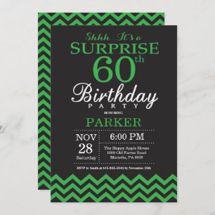 Verrassend 60th Birthday Black en Green Chevron Kaart