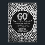 Verrassend 60th Birthday Black en Silver Glitter Kaart<br><div class="desc">Verrassend 60ste uitnodiging op de verjaardag. Black and Silver Glitter. Silver Diamond. Volwassenenfeest. Voor mannen of vrouwen. Voor verdere aanpassing,  te klikken gelieve de knoop "van de Aanpassing het"en ons ontwerphulpmiddel te gebruiken om deze sjabloon te wijzigen.</div>
