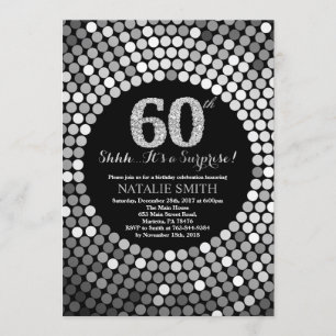 Verrassend 60th Birthday Black en Silver Glitter Kaart