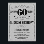 Verrassend 60th Birthday Black en Silver Grey Kaart<br><div class="desc">Verrassend 60th Birthday Invitation Black en Silver Grey Typografie. Zwarte en Zilver grijze achtergrond. Volwassen verjaardag. Mannelijke Mannen of vrouwen: Birthday. Kinder jongen of meisje Lady Teen Teenage Bday Invite. 13e 15e 16e 18e 21e 30e 40e 50e 60e 70e 80e 90e 100e. Elke leeftijd. Voor verdere aanpassing, te klikken gelieve...</div>