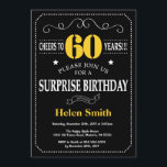 Verrassend 60th Birthday Black en Yellow Chalkboar Kaart<br><div class="desc">Verrassend 60th Birthday Invitation Black and Yellow Typography. Chalkboard. Zwart-witte achtergrond. Volwassen verjaardag. Mannelijke Mannen of vrouwen: Birthday. Kinder jongen of meisje Lady Teen Teenage Bday Invite. 13e 15e 16e 18e 21e 30e 40e 50e 60e 70e 80e 90e 100e. Elke leeftijd. Voor verdere aanpassing, te klikken gelieve de knoop "van...</div>