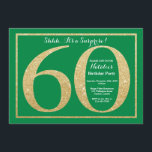 Verrassend 60th Birthday Green en Gold Glitter Kaart<br><div class="desc">Verrassend 60ste uitnodiging op de verjaardag. De Groene en Gouden Glitter Birthday Party nodigt met Groene Achtergrond uit. Verrassende verjaardag. Volwassen verjaardag. Mannen of Vrouwen Bday Bash Party. Voor verdere aanpassing,  te klikken gelieve de knoop "van de Aanpassing het"en ons ontwerphulpmiddel te gebruiken om deze sjabloon te wijzigen.</div>