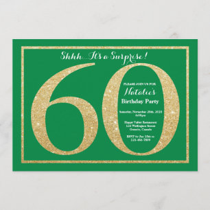 Verrassend 60th Birthday Green en Gold Glitter Kaart