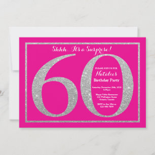 Verrassend 60th Birthday Hot Pink en Silver Glitte Kaart