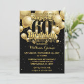 Verrassend 60th Birthday Invitation, Golden Birthd Kaart (Staand voorkant)