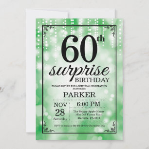 Verrassend 60th Birthday Invitation Green Glitter Kaart
