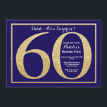 Verrassend 60th Birthday Navy Blue en Gold Glitter Kaart<br><div class="desc">Verrassend 60ste uitnodiging op de verjaardag. Navy Blue en Gold Glitter Birthday Party Invite with Navy Blue Background. Verrassende verjaardag. Volwassen verjaardag. Mannen of Vrouwen Bday Bash Party. Voor verdere aanpassing,  te klikken gelieve de knoop "van de Aanpassing het"en ons ontwerphulpmiddel te gebruiken om deze sjabloon te wijzigen.</div>