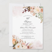 Verrassend 60th Birthday Party Pastel Floral Scrip Kaart (Voorkant)
