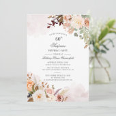 Verrassend 60th Birthday Party Pastel Floral Scrip Kaart (Staand voorkant)