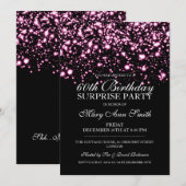 Verrassend 60th Birthday Party Pink Midnight Glam Kaart (Voorkant / Achterkant)