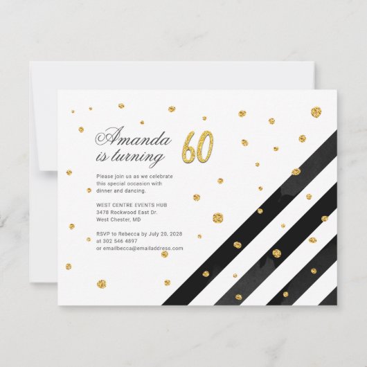 Verrassend 60th Birthday Script Gold Geometric Kaart (Achterkant)
