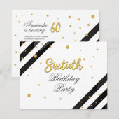 Verrassend 60th Birthday Script Gold Geometric Kaart (Voorkant / Achterkant)
