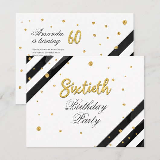 Verrassend 60th Birthday Script Gold Geometric Kaart (Voorkant / Achterkant)