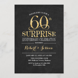 Verrassend 60th Wedding Jubileum Chalkboard Gold Kaart
