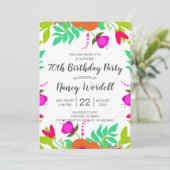 Verrassend 70e verjaardag Floral Uitnodiging (Staand voorkant)