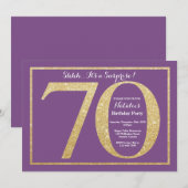 Verrassend 70e verjaardag Paars en Gold Glitter Kaart (Voorkant / Achterkant)