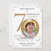 Verrassend 70e verjaardag Red de datum Gold White Kaart (Voorkant)