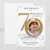 Verrassend 70e verjaardag Red de datum Gold White Kaart (Voorkant / Achterkant)