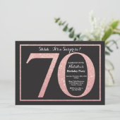Verrassend 70e verjaardag Roos Roze Gold Glitter Kaart (Staand voorkant)