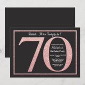 Verrassend 70e verjaardag Roos Roze Gold Glitter Kaart (Voorkant / Achterkant)