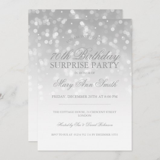 Verrassend 70e verjaardag Silver Bokeh Sparkle Lig Kaart (Voorkant / Achterkant)