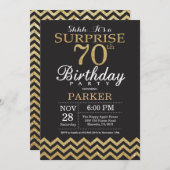 Verrassend 70e verjaardag Uitnodiging Gold Glitter (Voorkant / Achterkant)