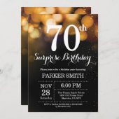 Verrassend 70e verjaardag Uitnodiging Gold Glitter (Voorkant / Achterkant)