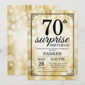 Verrassend 70e verjaardag Uitnodiging Gold Glitter (Voorkant / Achterkant)
