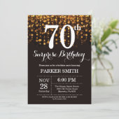Verrassend 70e verjaardag Uitnodiging Gold Glitter (Staand voorkant)