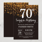 Verrassend 70e verjaardag Uitnodiging Gold Glitter (Voorkant / Achterkant)