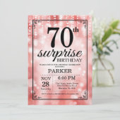 Verrassend 70e verjaardag Uitnodiging Rode Glitter (Staand voorkant)