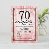 Verrassend 70e verjaardag Uitnodiging Roze Glitter (Staand voorkant)