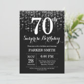 Verrassend 70e verjaardag Uitnodiging Silver Glitt (Staand voorkant)