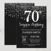 Verrassend 70e verjaardag Uitnodiging Silver Glitt (Voorkant / Achterkant)