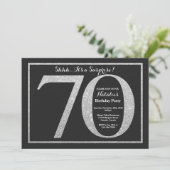 Verrassend 70e verjaardag Uitnodiging Silver Glitt (Staand voorkant)