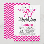 Verrassend 70e verjaardag Uitnodiging warme roze C (Voorkant / Achterkant)