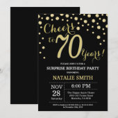 Verrassend 70e verjaardag zwart en Gold Diamond Kaart (Voorkant / Achterkant)