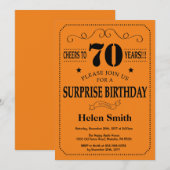 Verrassend 70e verjaardag zwart en Sinaasappel Kaart (Voorkant / Achterkant)
