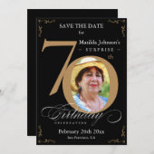 Verrassend 70e verjaardag zwart goud sparen de dat kaart (Voorkant / Achterkant)