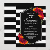 Verrassend 70e verjaardag Zwarte Witte Striped Flo Kaart (Voorkant / Achterkant)
