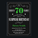 Verrassend 70th Birthday Black en Green Chalkboard Kaart<br><div class="desc">Verrassend 70th Birthday Invitation Black en Green Typografie. Chalkboard. Zwart-witte achtergrond. Volwassen verjaardag. Mannelijke Mannen of vrouwen: Birthday. Kinder jongen of meisje Lady Teen Teenage Bday Invite. 13e 15e 16e 18e 21e 30e 40e 50e 60e 70e 80e 90e 100e. Elke leeftijd. Voor verdere aanpassing, te klikken gelieve de knoop "van...</div>