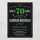 Verrassend 70th Birthday Black en Green Chalkboard Kaart<br><div class="desc">Verrassend 70th Birthday Invitation Black en Green Typografie. Chalkboard. Zwart-witte achtergrond. Volwassen verjaardag. Mannelijke Mannen of vrouwen: Birthday. Kinder jongen of meisje Lady Teen Teenage Bday Invite. 13e 15e 16e 18e 21e 30e 40e 50e 60e 70e 80e 90e 100e. Elke leeftijd. Voor verdere aanpassing, te klikken gelieve de knoop "van...</div>