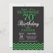 Verrassend 70th Birthday Black en Green Chevron Kaart (Voorkant)