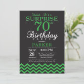 Verrassend 70th Birthday Black en Green Chevron Kaart (Staand voorkant)