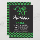 Verrassend 70th Birthday Black en Green Chevron Kaart (Voorkant / Achterkant)